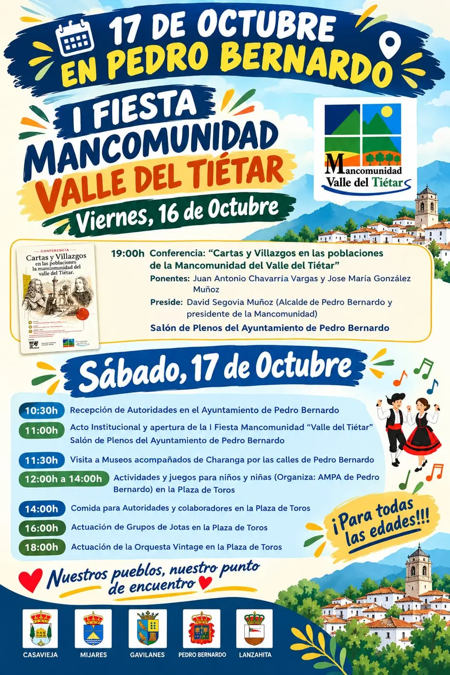 Cartel de Actividades y juegos infantiles — I Fiesta Mancomunidad Valle del Tiétar en Pedro Bernardo