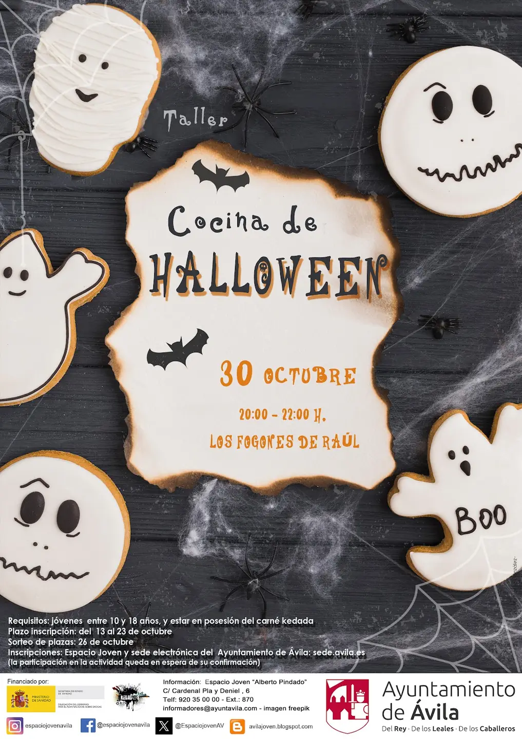 Cartel de Halloween: taller de cocina en Ávila