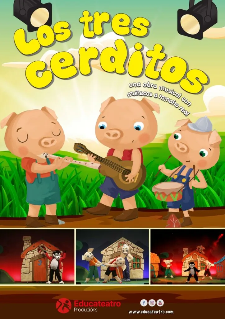 Cartel de Los tres cerditos en Sala Borja