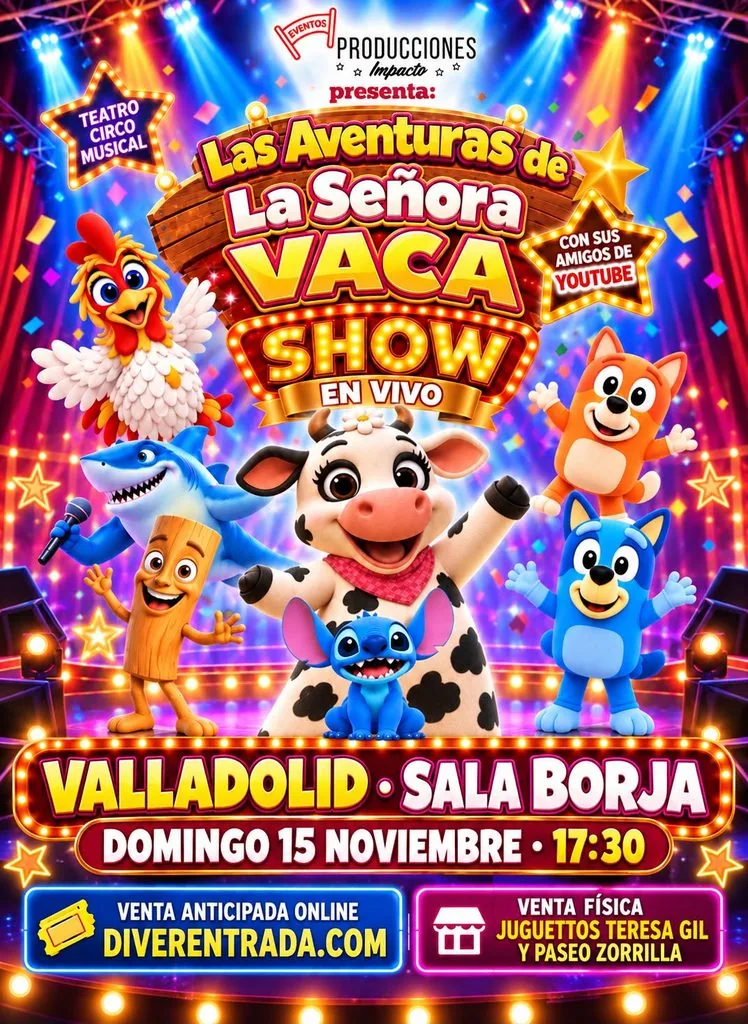 Cartel de Las aventuras de la señora Vaca con sus amigos de YouTube en Valladolid