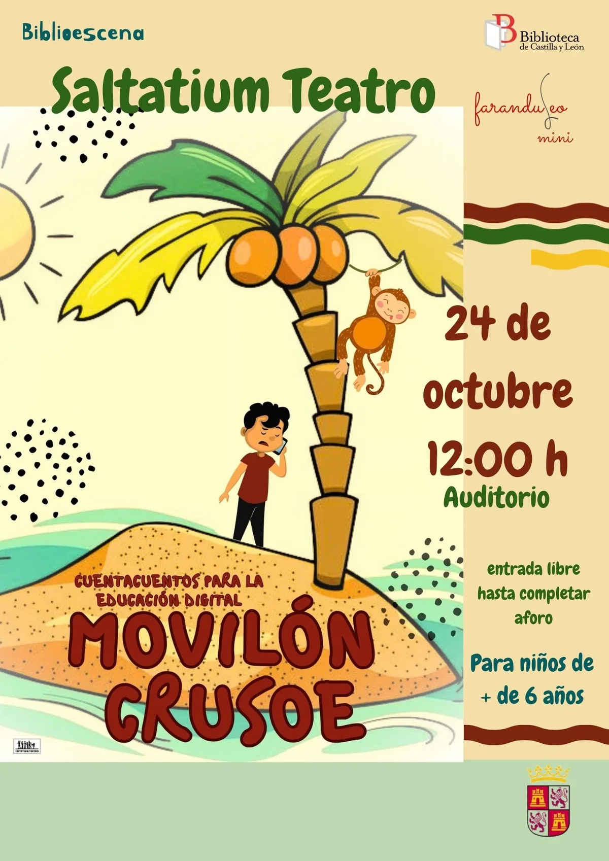 Cartel de Faranduleo Mini. Movilón Crusoe en Valladolid
